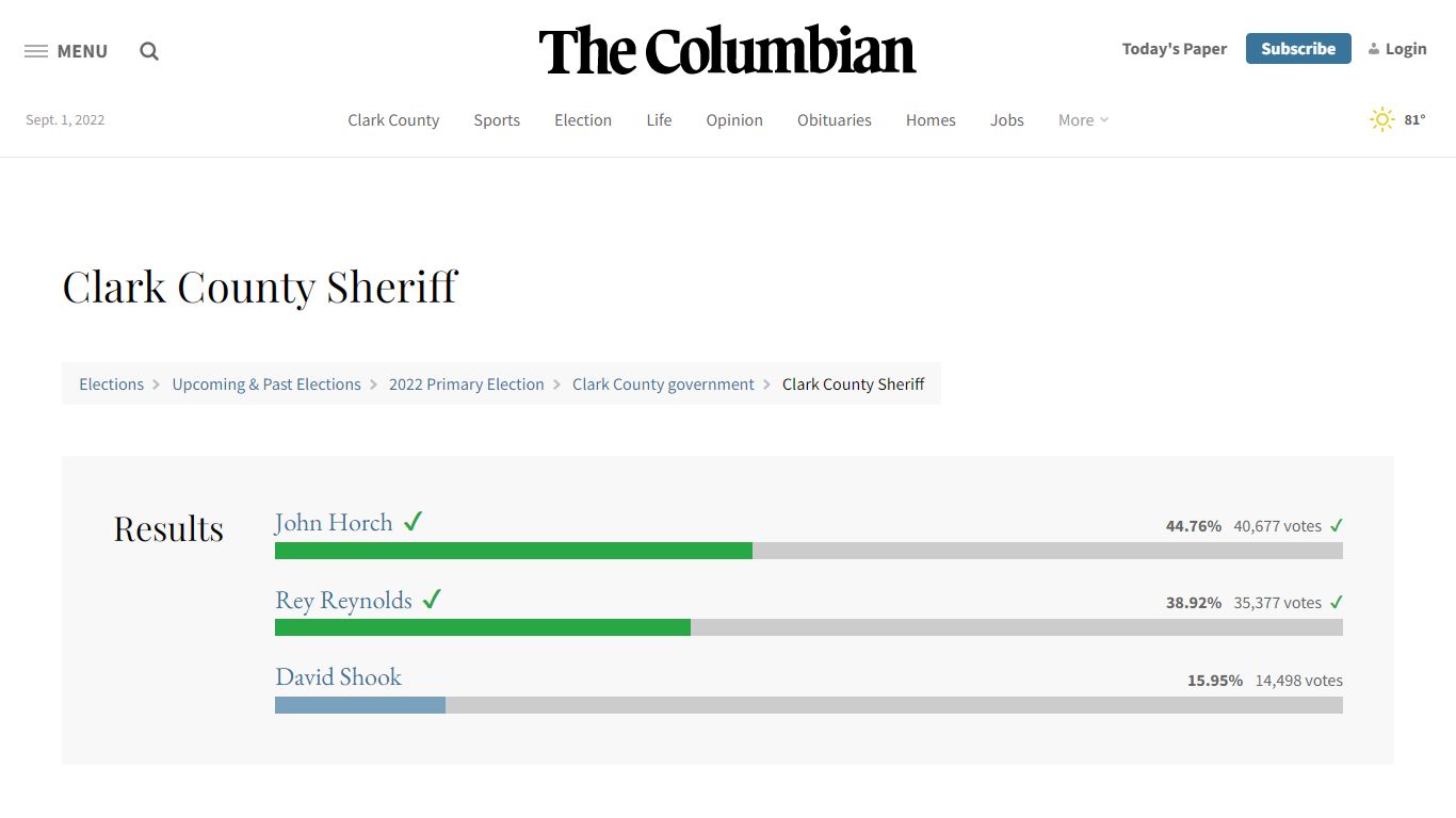 Clark County Sheriff - Clark County government - The Columbian